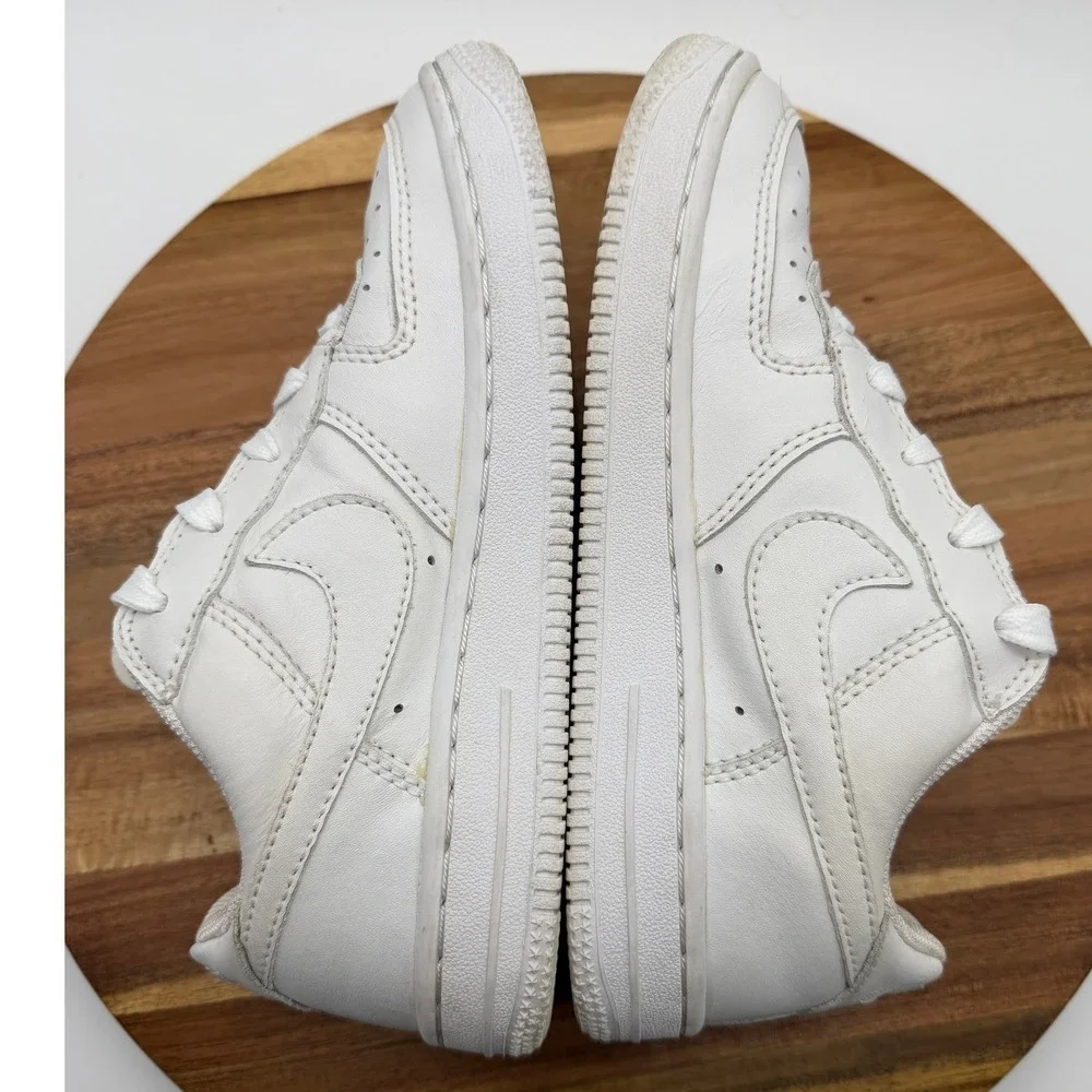 Nike Air Force 1 Low Men's 3Y Women's 4.5‎ Triple White Leather Sneakers 0624